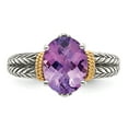 thumbnail image 5 of 925 Sterling Silver With Real 14kt Amethyst Ring Size: 7; for Adults and Teens; for Women and Men, 5 of 6