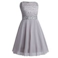 thumbnail image 3 of iEFiEL Girls Sequined Lace Chiffon Flower Girl Dress 2 Layers Wedding Birthday Party Dress Gray 14, 3 of 7