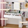 thumbnail image 6 of Ktaxon Makeup Vanity w/ Sliding Mirror, Get Ready with Me Vanity Table with Glass Table Top, White, 6 of 9