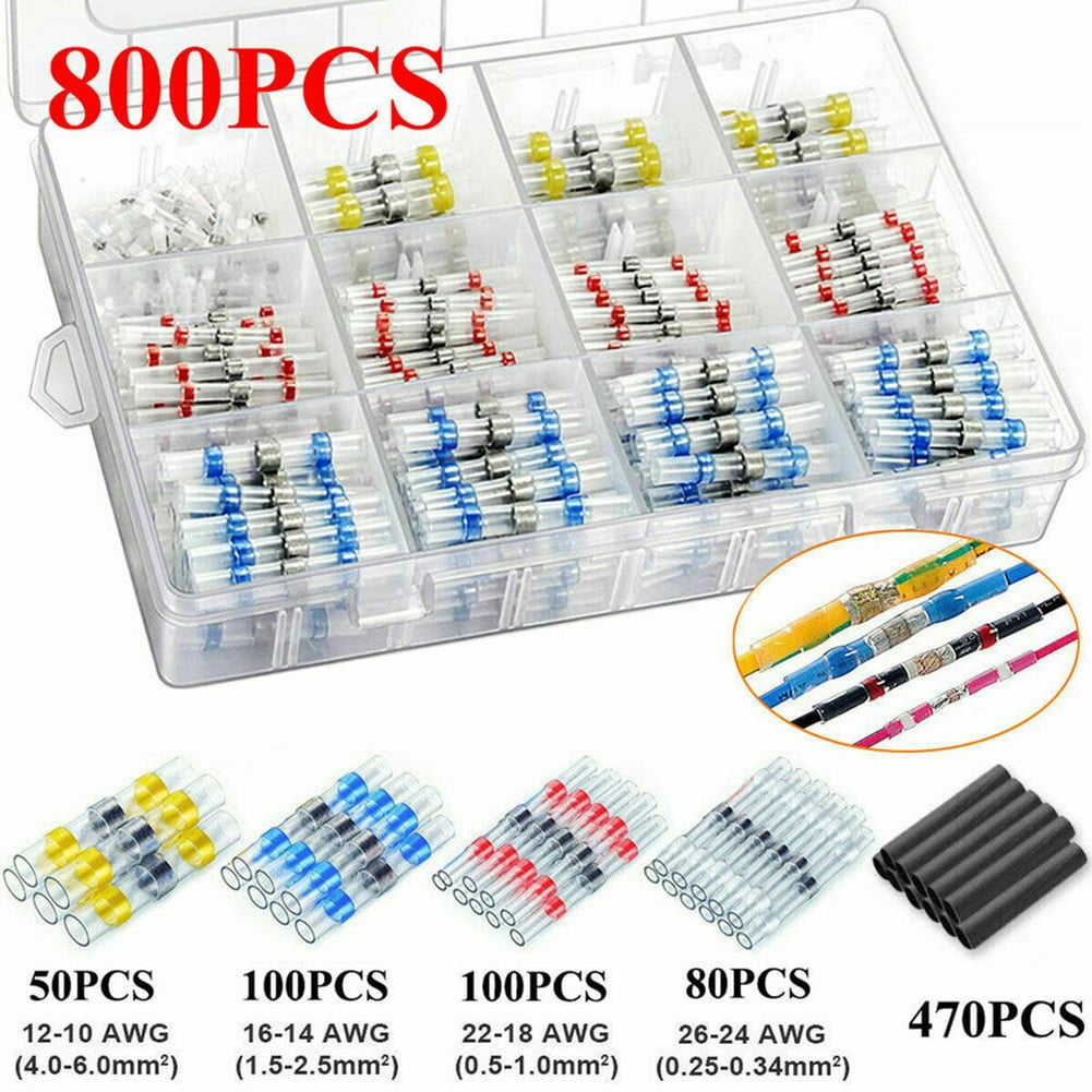 50/800Pcs Solder Seal Sleeve Heat Shrink Wire Connectors Terminals Waterproof 800Pcs