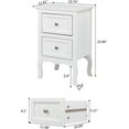 thumbnail image 3 of HLL White Nightstand Set of 2, Nightstands with 2 Drawers, Bed Side Table/Night Stand, Small Nightstand for Bedroom, Small Spaces, College Dorm, Kids’ Room, Living Room, Wood, 16W x 12D x 24H, 3 of 8