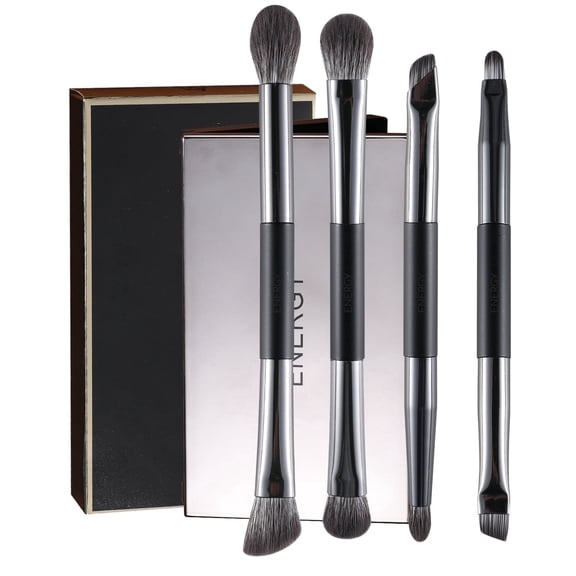 Energy 4PCS Dual Ended Eye Makeup Brushes Kit for Travel, Blending, Shadow, Smudge, Concealer