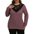 thumbnail image 4 of a.Jesdani Plus size Sweatshirts for Women Crewneck Casual Lace Patchwork Pullover Sweater m, 4 of 6