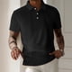 thumbnail image 2 of Blusa de Manga Corta Hombres Versátil Moda Color Sólido Botón Cuello de Vuelta, Camisa Casual Ligera para Diario, 2 of 3
