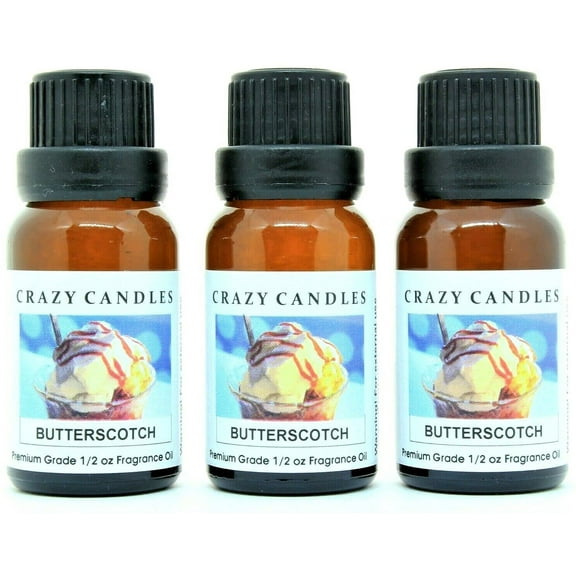 Crazy Candles Butterscotch 3 Bottles 1/2 FL Oz Each (15ml) Premium Grade Scented Fragrance Oil Made in USA