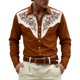 thumbnail image 1 of Camisetas de Navidad de Manga Larga de los Hombres Imprimir de Moda Casual Manga Larga Turndown Collar Blusa para Primavera Invierno Al Aire Libre Diario, 1 of 4