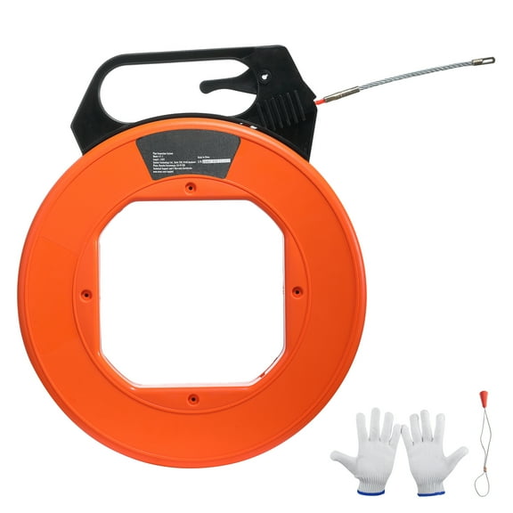 KFFKFF 125 ft PET Wire Puller, 3/16-Inch Cable Fishing Tool with Enhanced Housing and Handle, Convenient Wire Pulling Solution for Walls and Electrical Conduits, Non-Conductive Design