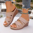 thumbnail image 2 of Dakaela Wedge Sandals for Women Two Band Leather Platform Slip on Slides Summer Dressy Orthopedic Walking Shoes Size 6, 2 of 9