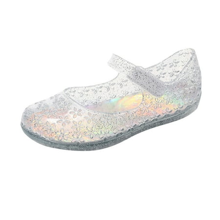 

DVKOVI Girls Transparent Jelly Shoes for Toddler Little Child s Princess Sandals Spring Summer Petal Glitter Sandals Big Kids Flat Sole Dress Sandals Performance Shoe
