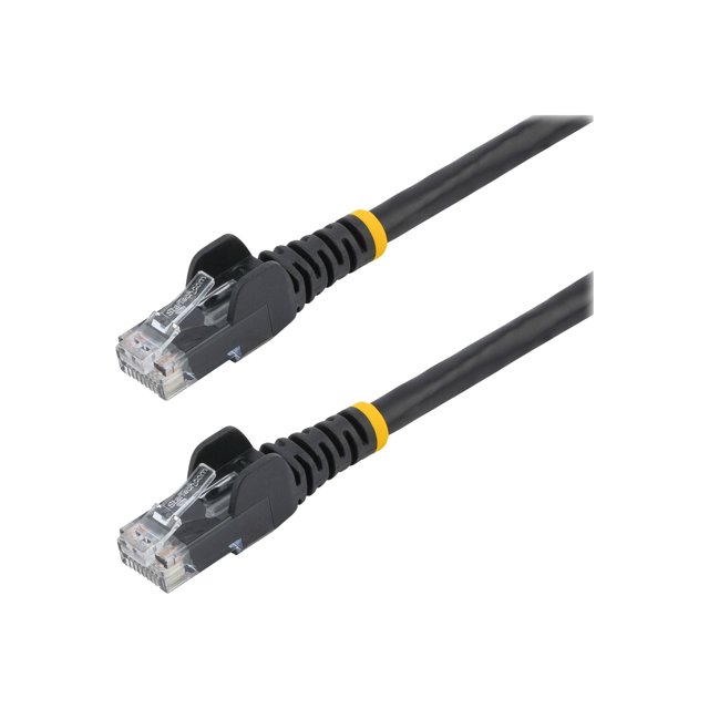 StarTech.com 25ft CAT6, 10 Gigabit Snagless RJ45 650MHz 100W PoE Patch Cord, CAT 6 10GbE UTP Network Cable w/Strain Relief CEthernet RJ-45 Fluke Âble Noir, Testé/Câblage Certifié UL/TIA - Catégorie 6 - 24AWG (N6PATCH25BK) - Câble de Raccordement - (M) à RJ-45 (M)