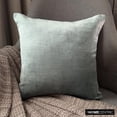 thumbnail image 3 of The HomeCentric Decorative Sea Blue Pack of 2, 26x26 inch (65x65 cm) Euro Shams, Velvet Double Side, Faux Leather Puller Euro Shams For Couch, Solid Color Modern Style Easter - Velvet Sea Jules, 3 of 10