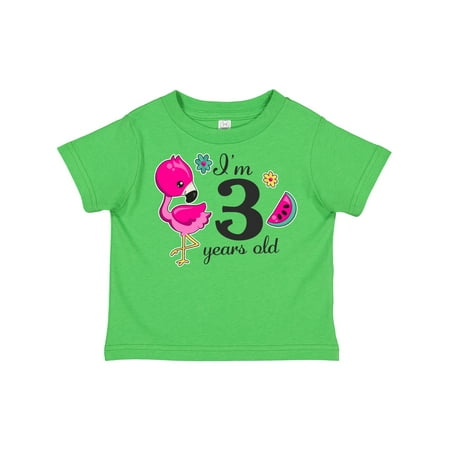 

Inktastic I m 3 Years Old with Flamingo and Flowers Gift Toddler Toddler Girl T-Shirt