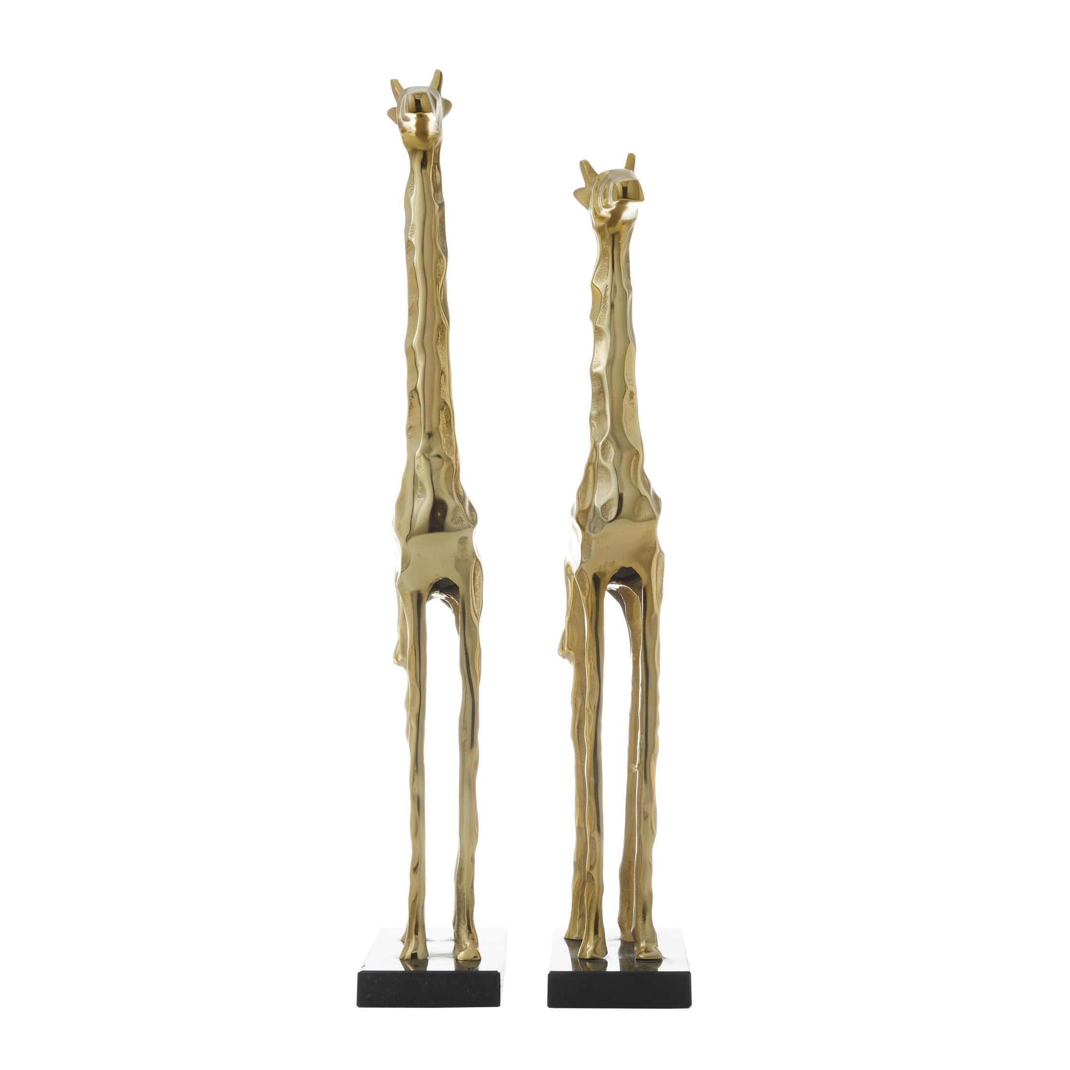 27", 24"H Gold Aluminum Metal Giraffe Sculpture, by DecMode (2 Count)