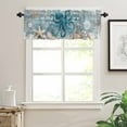 thumbnail image 3 of Hokiten Rod Pocket Curtain Valance, Teal Coastal Octopus Farmhouse Window Valance for Living Room, Bedroom, Kitchen Nautical Starfish Coral Beach 54"W x 18"L, 3 of 8