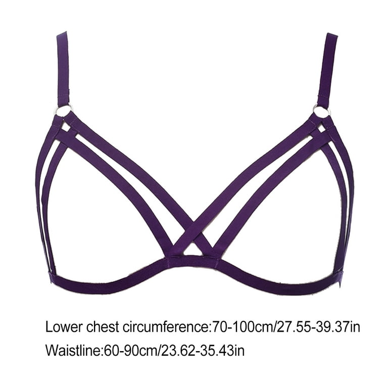 Toma Strappy Erogenous Elastic Sweet Gift Lingerie Impressive Cupless  Ductility Passionate Mysterious Assorted Colors Harness Bra Dark Purple