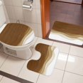 thumbnail image 5 of Brown Gradient Bathroom Rugs Set Watercolor Abstract Brown Gradient Water Ripples Non Slip Absorbent Soft Bath Mats 3 Piece Set with Bathroom Rug, U-Shaped Floor Mat, Toilet Seat Cover Large Size, 5 of 9