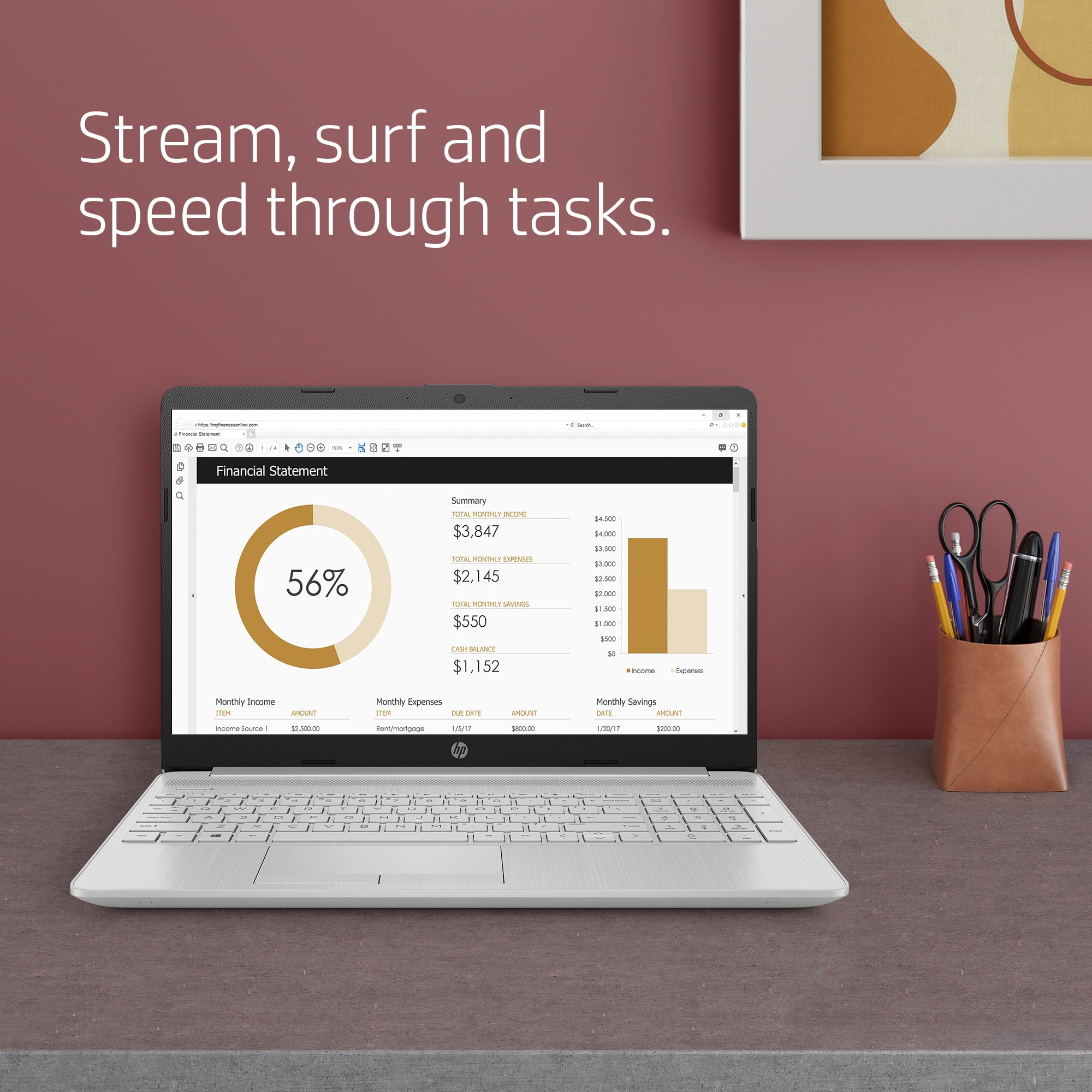 HP 15, AMD Ryzen 3 3250U, 4GB SDRAM, 1TB HDD + 128GB SSD, Natural Silver, Windows 10, 15-gw0010wm (Google Classroom Compatible)