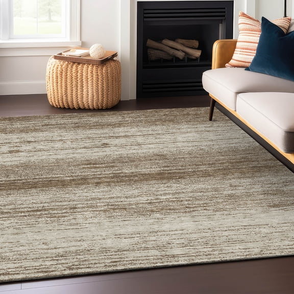 Addison Rugs Chantille Indoor/Outdoor Transitional Stripes Brown Washable Rectangle Rug, 5' x 7'6"