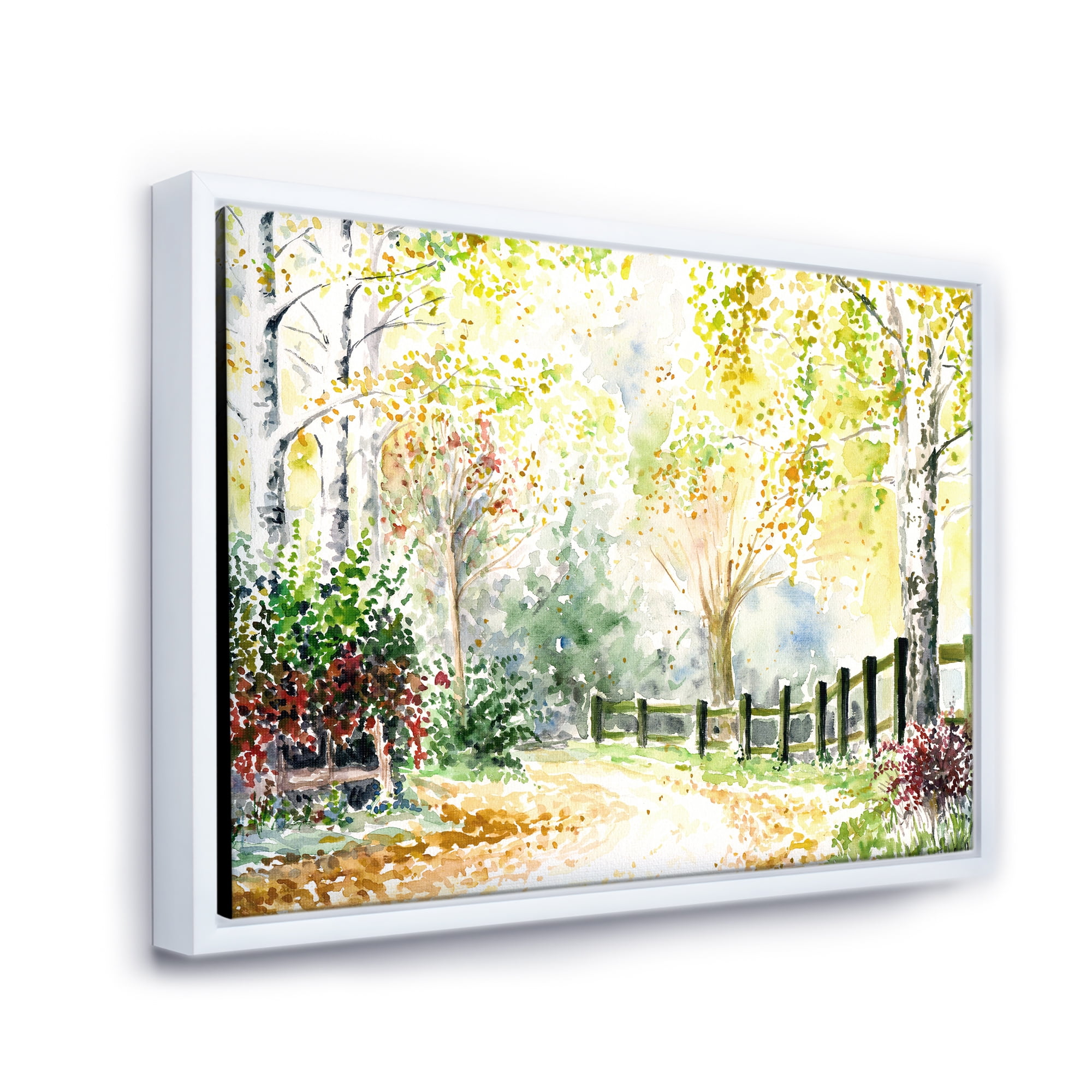 Designart 'Autumn Countryside The Afternoon Landscape' Traditional Framed Canvas Wall Art Print