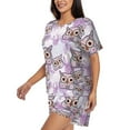 thumbnail image 2 of Susaid Owl And Floral Print Women's Pajama Set, Button-Up Sleepwear with Elastic Waist Shorts, Perfect for Lounging, Yoga, Beach, and Casual Wear-3X-Large, 2 of 7
