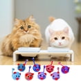 thumbnail image 3 of Flmtop Ball Toy Cartoon Stripe Pet Supplies Nylon Rope Round Ball Mouse Long Tail Toy for Cat Random Color, 3 of 9