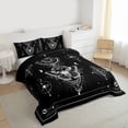 thumbnail image 3 of Homewish Spooky Gothic Moth Full Size Comforter Sets,Boho Bohemain Theme Bedding Comforter Set,White Black Bedding Sets For Kids,Super Cozy Room Decor Reversible,3 Pieces, 3 of 8
