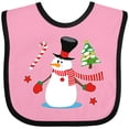 thumbnail image 3 of Inktastic Top Hat Snowman with Christmas Tree and Candy Cane Boys or Girls Baby Bib, 3 of 4