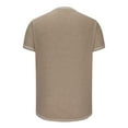 thumbnail image 4 of IYTR Mne's Short Sleeve Shirts Summer Casual Button Round Neck Sports T Shirts Solid Color Comfy Basic Bottom Shirt Blouses Khaki XL, 4 of 5