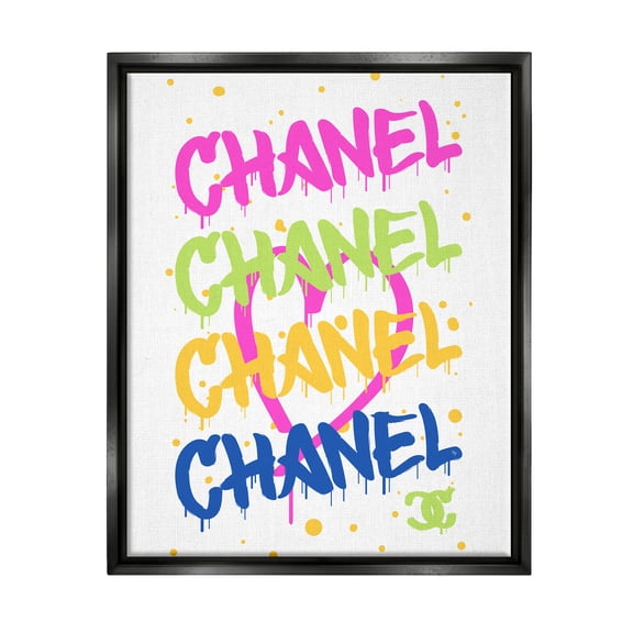 Stupell Industries Glam Graffiti Splatter Typography Painting Black Floater Framed Art Print Wall Art, 17 x 21
