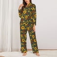 thumbnail image 2 of Picia Fall Daisy Leaf Nuts Pattern Women’s Long-Sleeve Sleepwear Set - Soft 2-Piece Loungewear with Pockets, Comfy PJs for Relaxing Nights-Large, 2 of 7