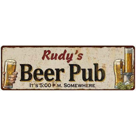 Rudy's Beer Pub Gift Man Cave Bar Decor Gift 6x18 Sign 206180053109