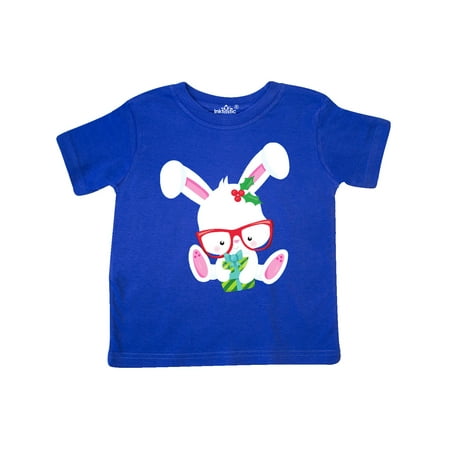 

Inktastic Christmas Rabbit Hipster Rabbit With Glasses Gift Toddler Boy or Toddler Girl T-Shirt