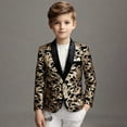 thumbnail image 2 of Lkhaha Jackets for Boys 2025 Sequin Suit Floral Print Lapel Long Sleeve One Button Party Formal Blazer Child Kids Outwear, 2 of 9