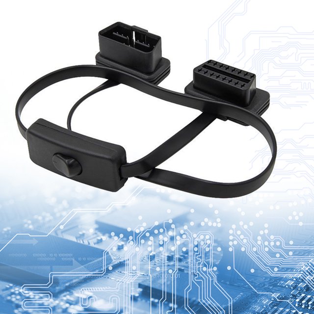 Zócalo Del Conector Obd2 Adaptador de cable de extensión OBD2 para escáner automático, macho a hembra de 60cm con interruptor de encendido/apagado