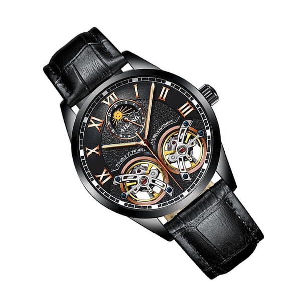 Reloj Mecánico Sonducket de Acero Inoxidable para Hombre Correa de Cuero Vintage