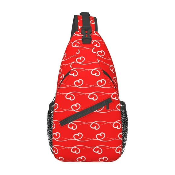 ZICANCN Romantic Valentine's Day Pink Heart Crossbody Sling Bag for Men Women - Casual Shoulder Backpacks for Travel Sport Climbing Runners Daypack