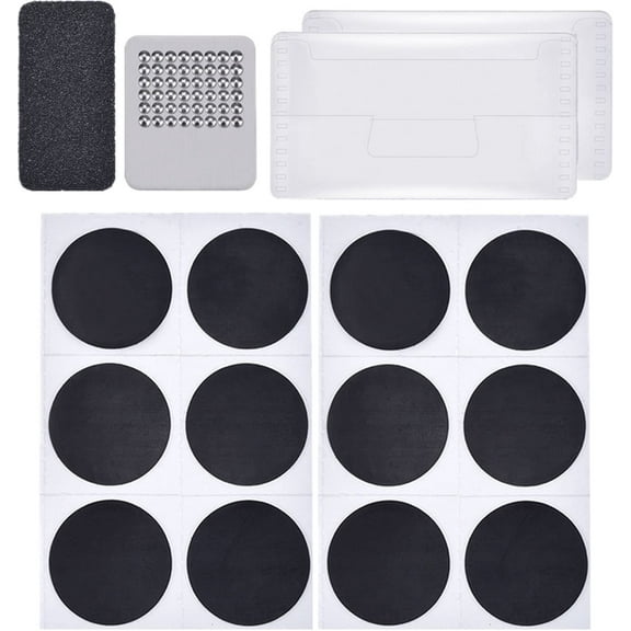 NOGIS 12 Pcs Patch Puncture Repair Kit Bike Tire Patch Repair Kit, Bicycle Tube Puncture Rubber Patches Glueless Patches with Metal Rasp and Portable Case for Bike Inner Tube