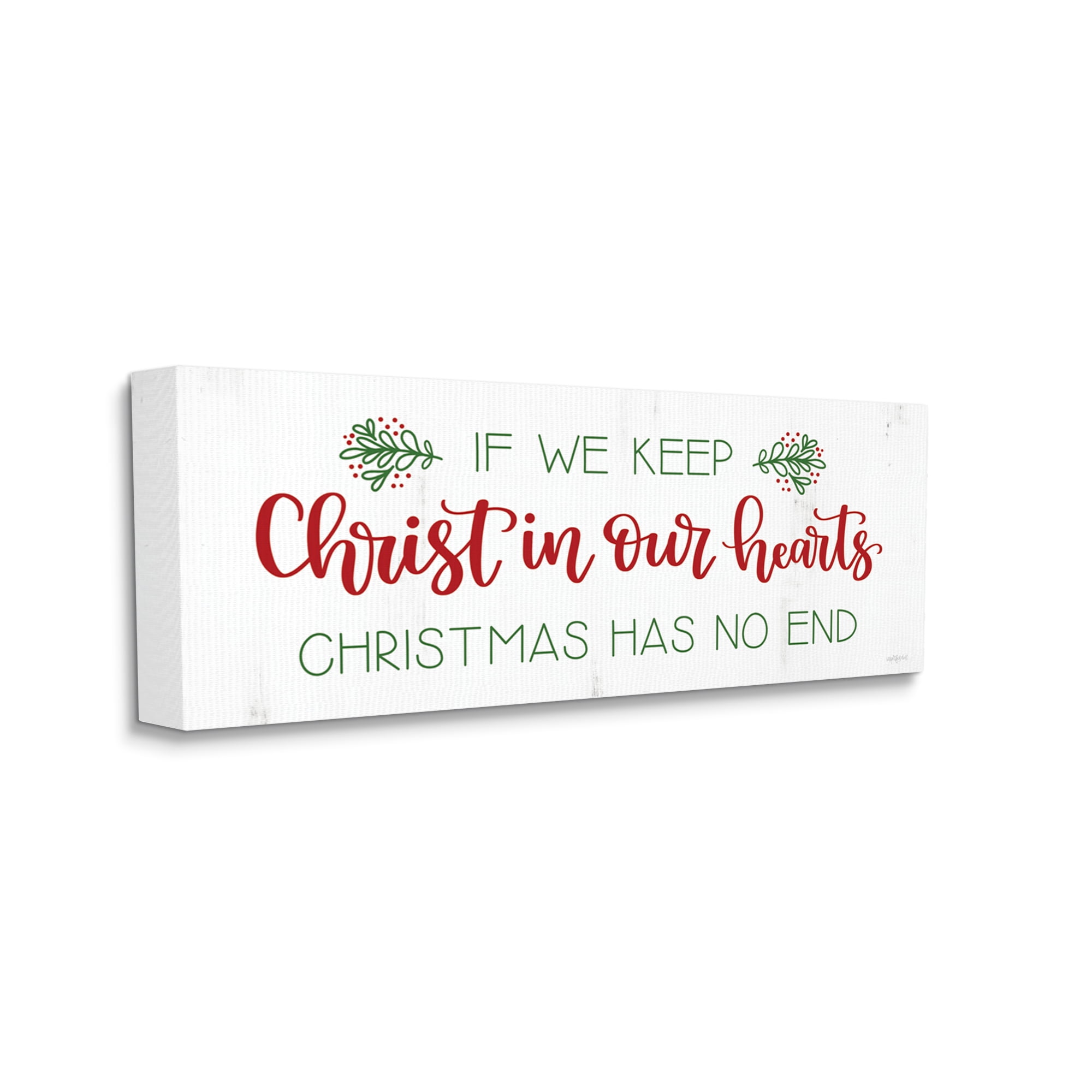 Inspiring Christmas Typography Quote Rustic Floral Motif Inspirational Graphic Art Gallery-Wrapped Canvas Print Wall Art