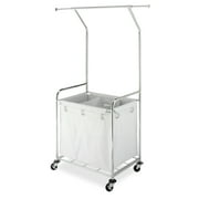 Whitmor Commercial Rolling Laundry Center with Removable Liner and Heavy Duty Wheels - Chrome Metal - Adult Use