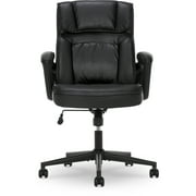Serta Hannah Executive Office Chair, Ergonomic Computer Chair with Lumbar Support, Adjustable Seat, Pillowed Headrest, Bonded Leather, Black