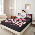 thumbnail image 3 of Erosebridal Teens Pink Bow Knot Queen Sheet Sets 4 Pieces,Girly Dreamy Dance Bed Set,Breathable Home Decor, 3 of 5