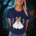 thumbnail image 5 of TOWED22 Halloween Shirts for Women Cute Ghost Graphic Tees Fall Crewneck Short Sleeve Costumes Autumn Party Graphic T-Shirt(Navy,L), 5 of 8