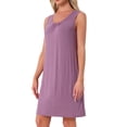 thumbnail image 4 of INSPIRE CHIC Women's Sleeveless Nightgown Sleep Shirts Sleepwear Pleated Front Nightshirt Round Neck Tank Nightdress S Purple, 4 of 6