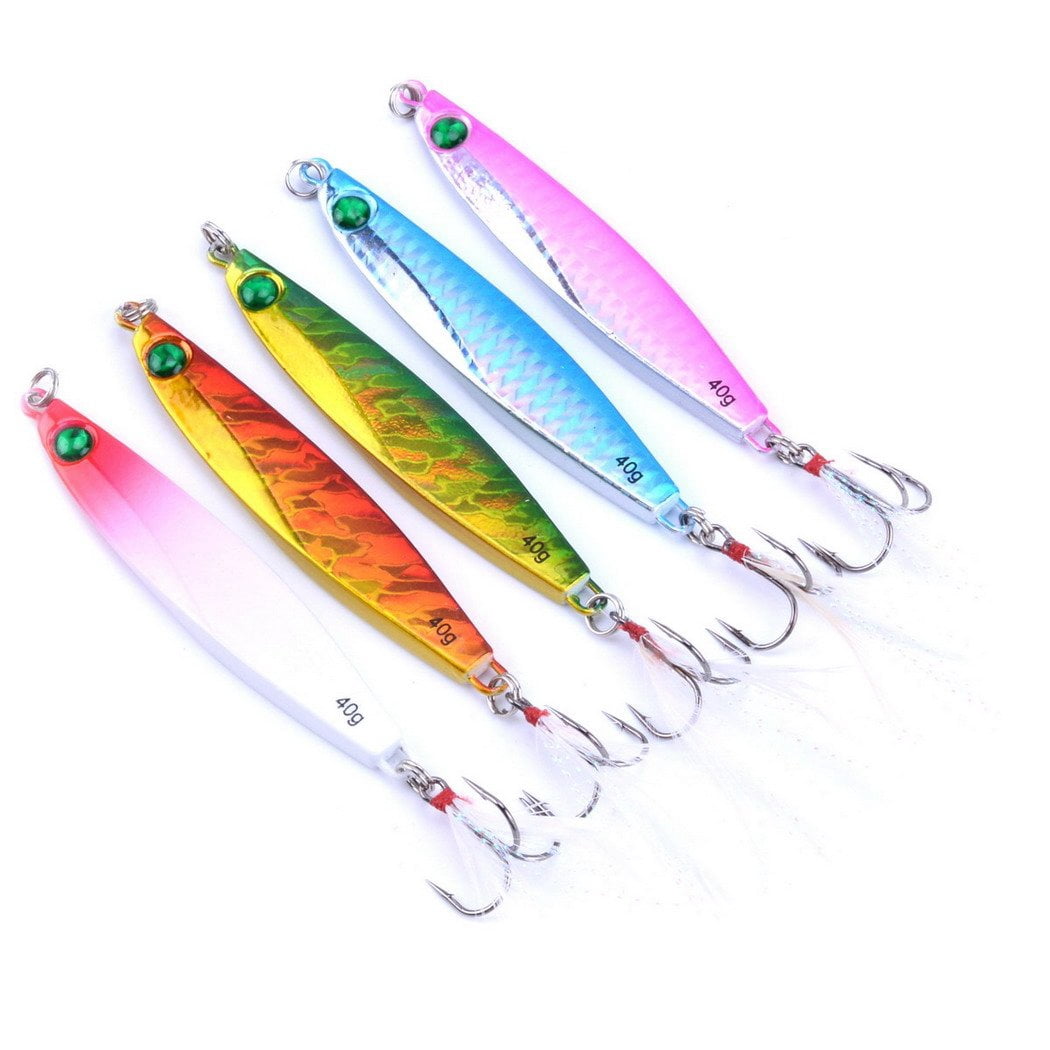 10pcs Hard Metal Jigs Diving Sea Fishing Lures Minnow Popper Baits Tackle Crankbait Saltwater Freshwater With Feather
