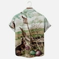 thumbnail image 5 of Hawaiian T-shirts for Men- Easter Rabbit Short Sleeve Beach Tops Bunny Printed Lapel Loose Tops Tops with Pocket, #10, Child-160, 5 of 8
