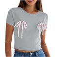 thumbnail image 2 of pstuiky T Shirts for Women Casual Crew Neck Short Sleeve Ladies Tops Comfort Loose Fit Solid Color Spring Tops Womens Blouses, 2 of 7