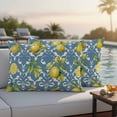 thumbnail image 2 of Outdoor Pillow Cover Lemon Leaves Set of 2 Waterproof Throw Pillowcases White Floral Blue Decorative Patio Furniture Pillows for Couch Garden Indoor & Outdoor Use, 2 of 8