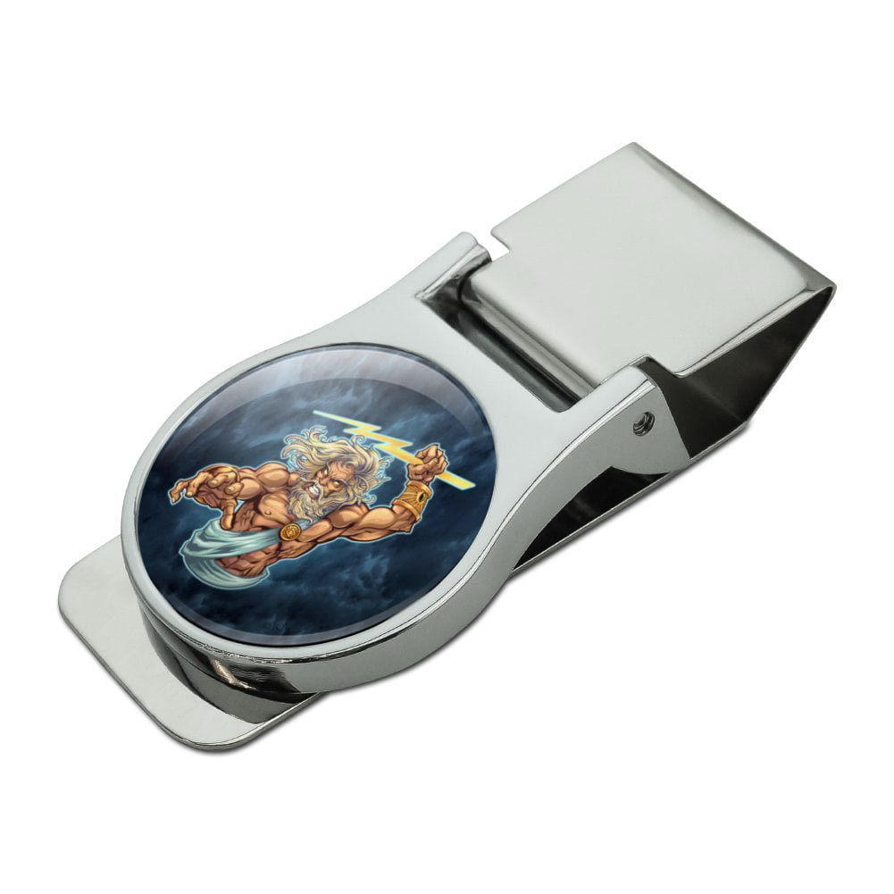 Carved Bass Fishing Rod Baitcaster Reel Satin Chrome Plated Metal Money Clip
