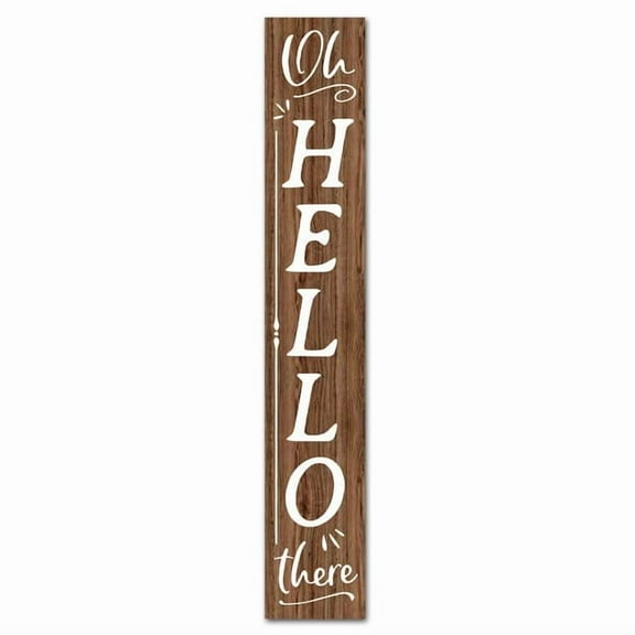 Vintage Inspirational Vertical Oh Hello There Porch Signs Hanging Wood Hello Sign For Front Door Home Decor Wall Sign for Front Farmhouse Porch Yard Wall Decor Wood Sign 6x16 Inch
