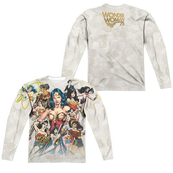 Wonder Woman - 75Th Collage (Front/Back Print) - Regular Fit Long Sleeve Shirt - XXX-Large